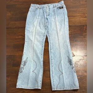 Vintage Harley Davidson Embroidered Eagle Ankle Denim Jeans Women’s Size 6 (31)